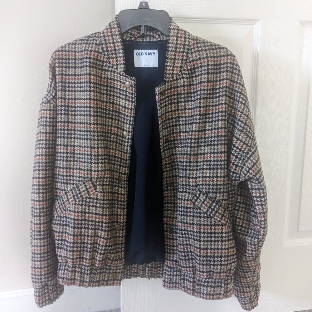 Old Navy Houndstooth Bomber Jacket